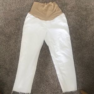 Loft Maternity White Raw Hemmed Stretchy Jeans